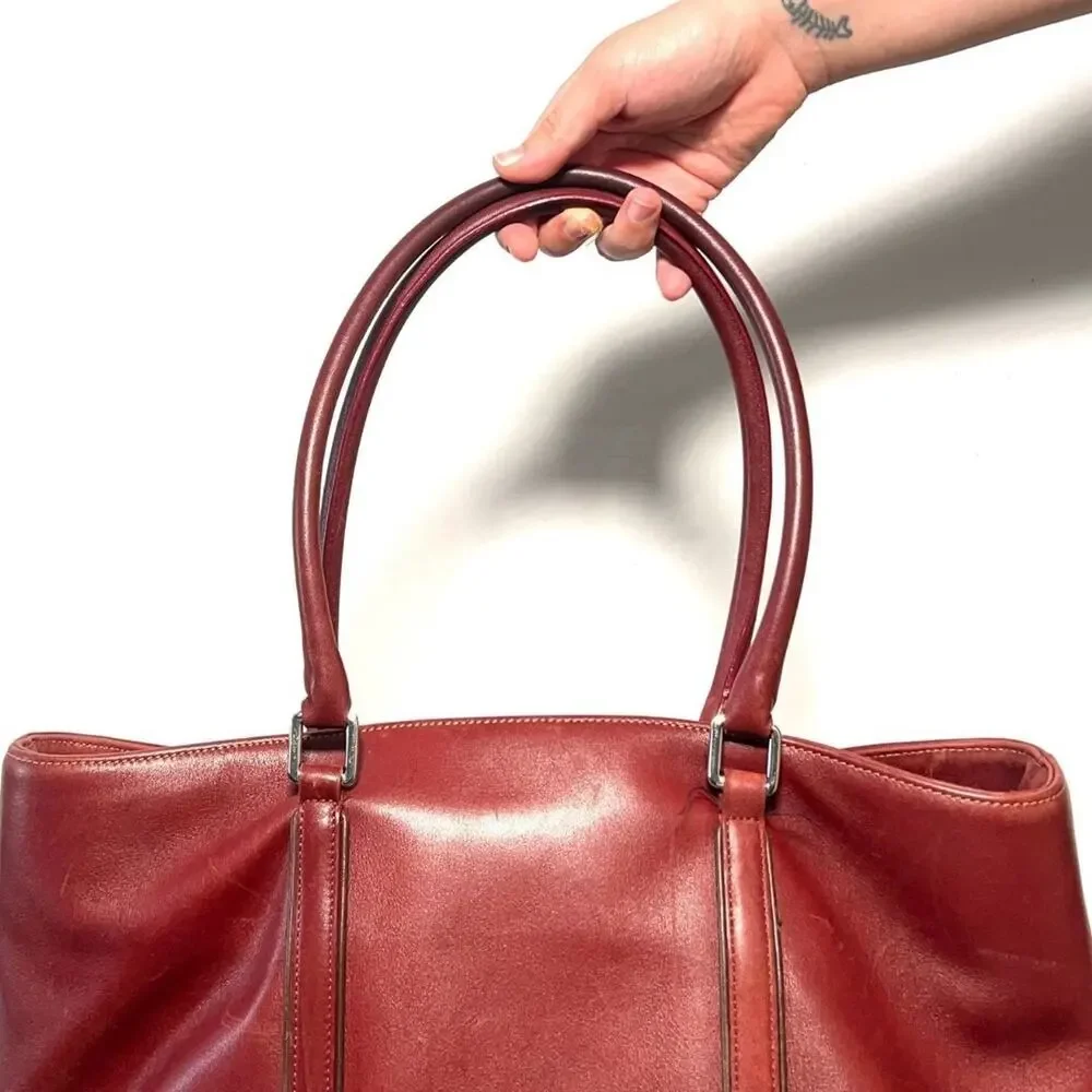 Vintage Coach Hampton Leather Tote Bag 7515 Red Cherry Great Condition Work Tote